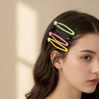 Gemstone Hair Clip Set Green & Heart Details