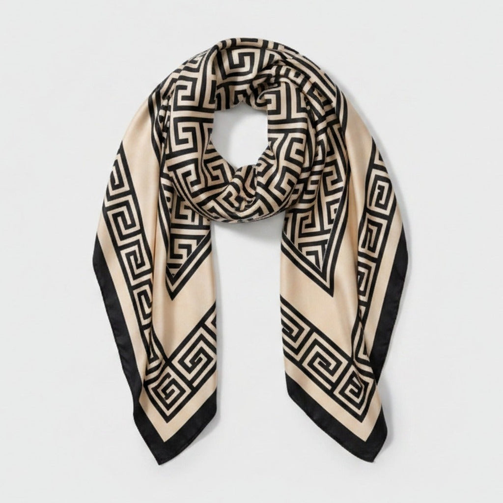 Geometric Greek Key Pattern Square Scarf – scarves & belts (view 1)