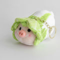 Veggie Pig Plush Keychain - Green And White