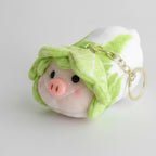 Veggie Pig Plush Keychain - Green And White