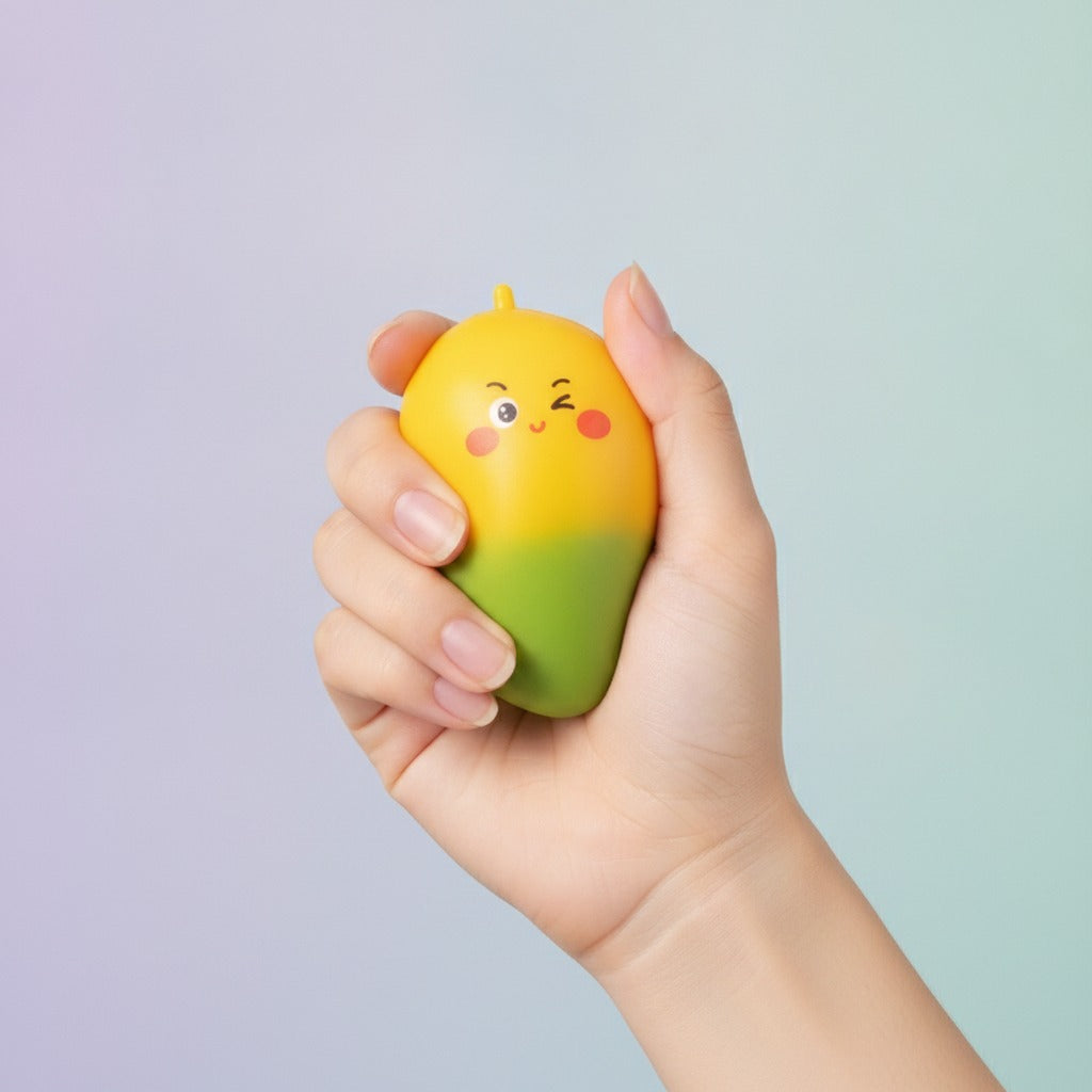 Mango Gradient Squishy with Beaded Keychain - squeeze in hand