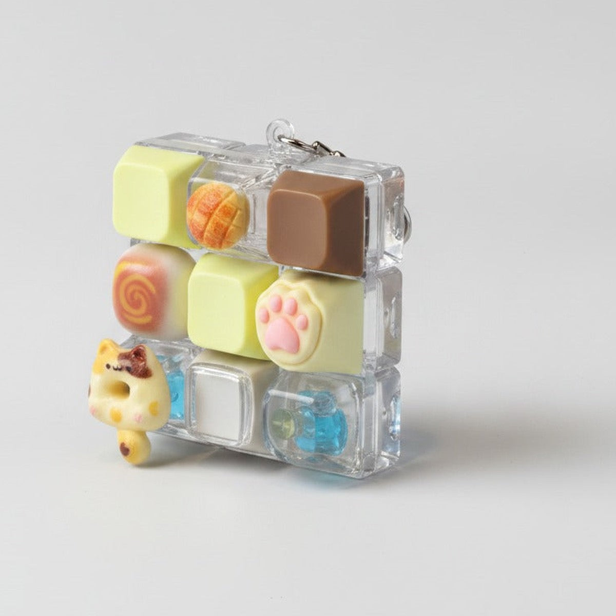 Squishy Block Keychain - Yellow With Random Cat