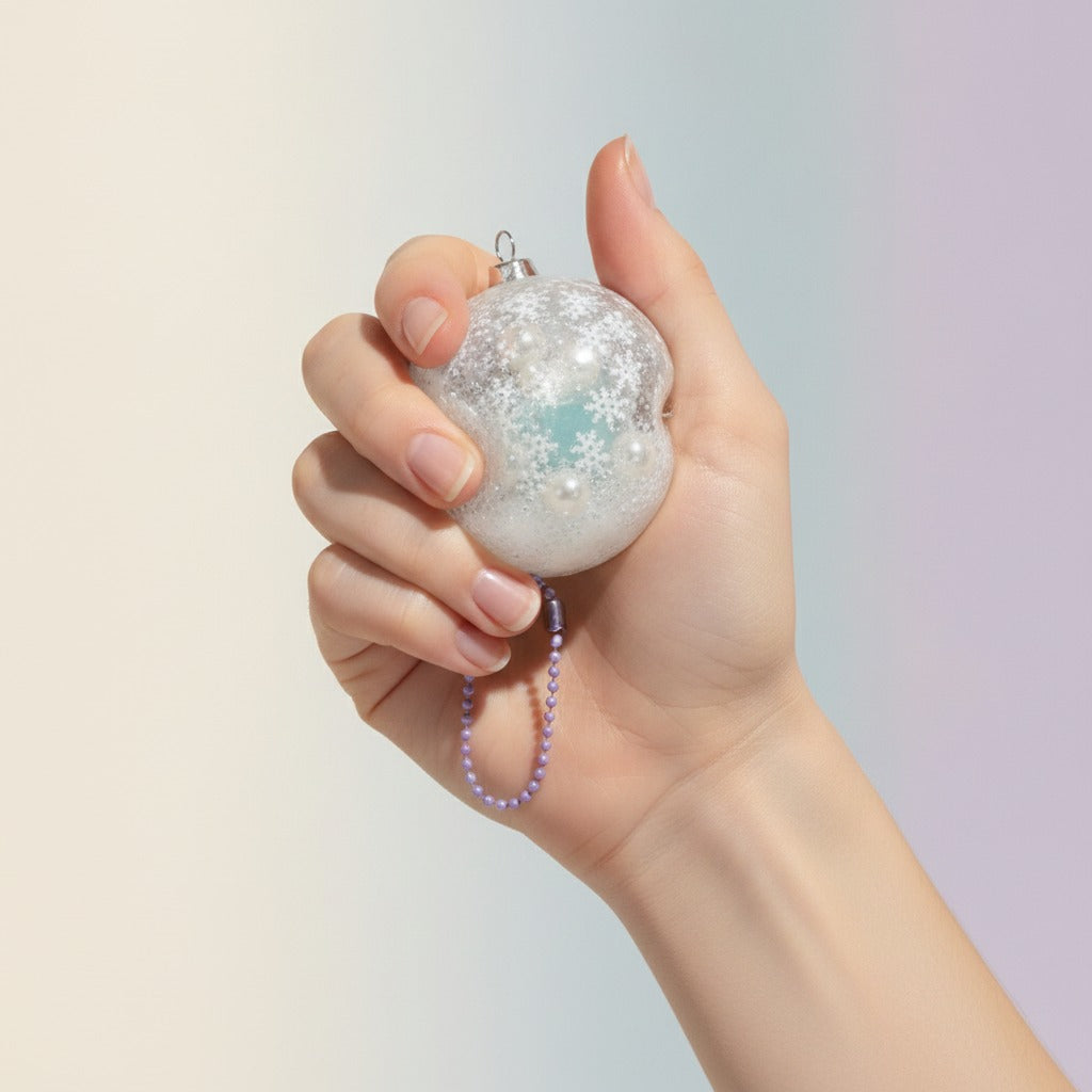Winter Wonderland Glitter Sphere Ornament - squeeze in hand