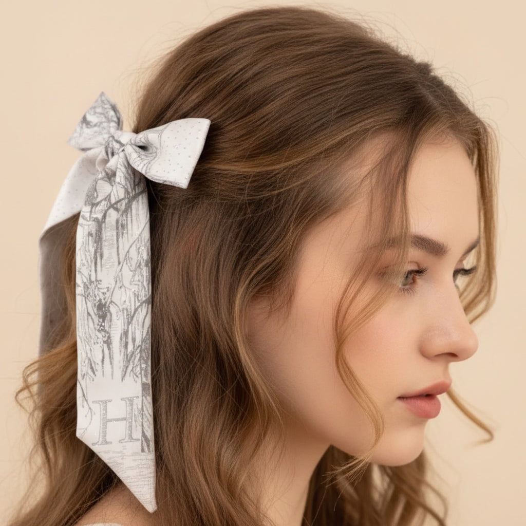Botanical Sketch Skinny Scarf Cream Botanical