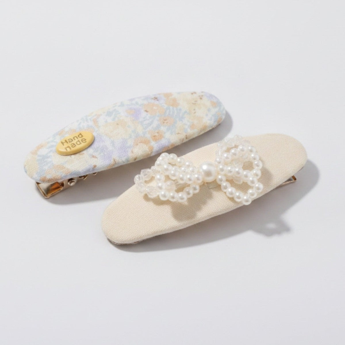 Watercolor Floral Pearl Hair Clip Set - Yellow Floral – hair accessories (view 1)