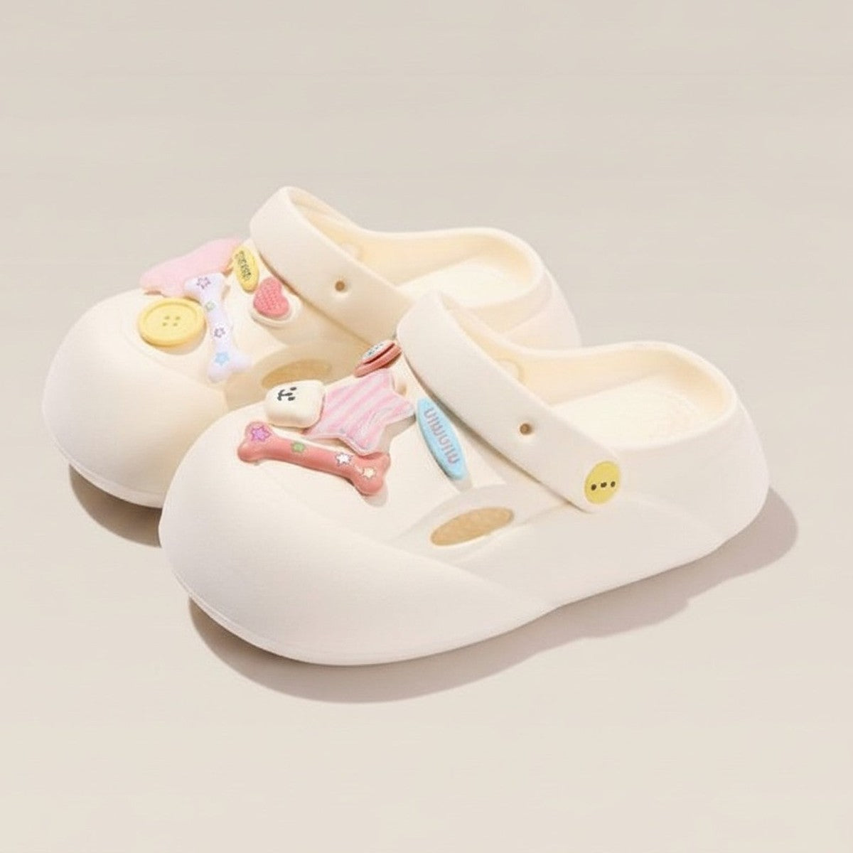 White EVA One-Piece Soft Non-Slip Thick Sole Clogs – apparel accessories (view 1)