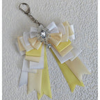 Layered Ribbon Bow Bag Charm - Pale Yellow