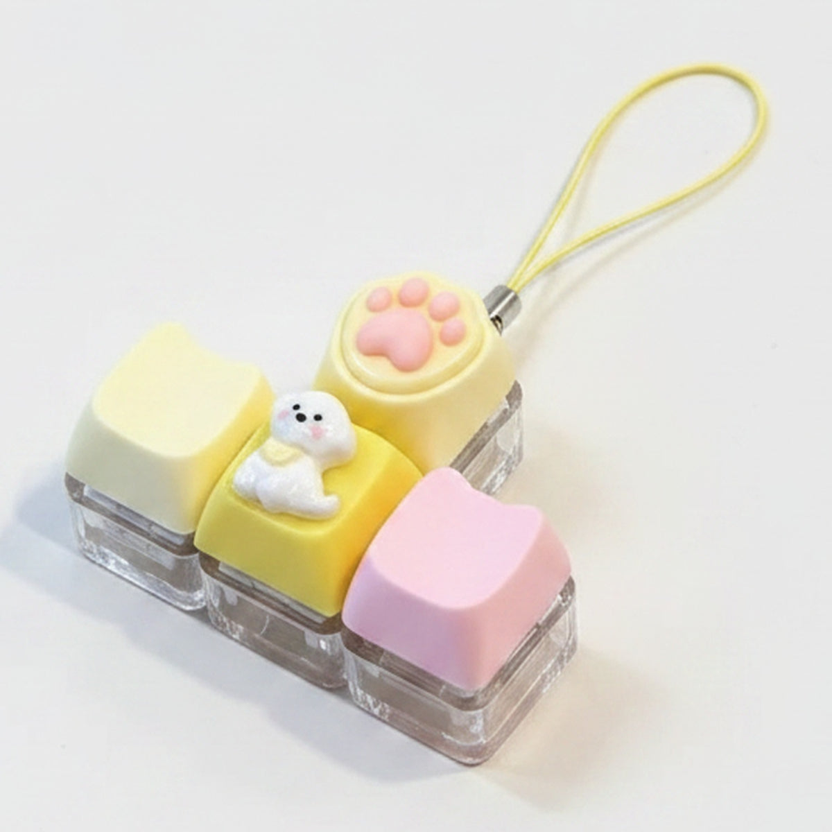 Cute Pup Light-Up Keychain - Yellow