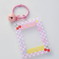 Checkered Photo Charm Keychain - Pink Checkerboard