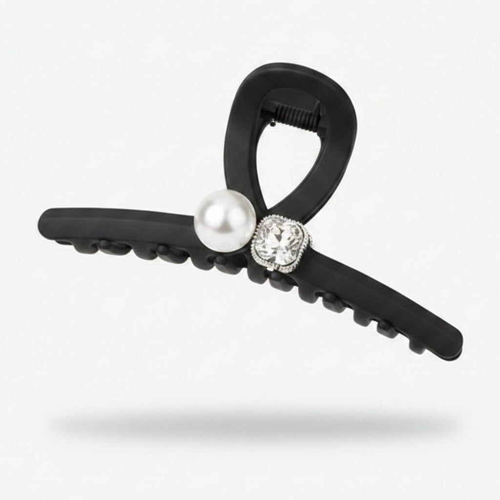 Black Pearl And Rhinestone Hair Claw Clip – hair accessories (view 1)