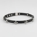 Gothic Lace Choker with Cross Charms - Black