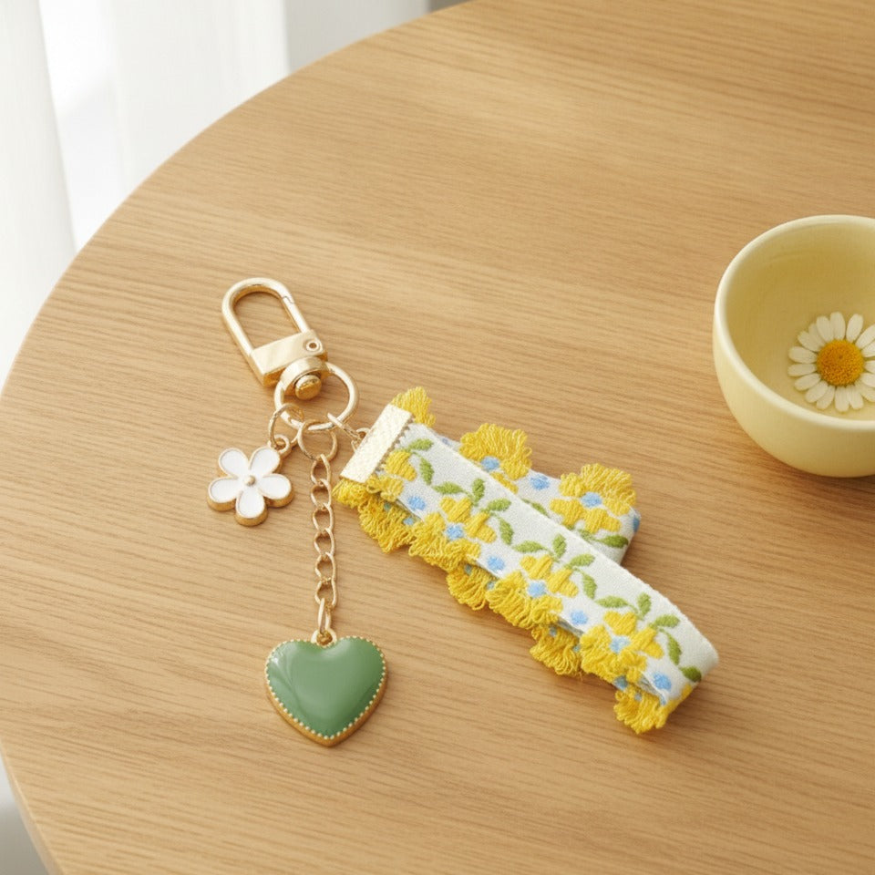 Daisy Charm Keychain - Yellow