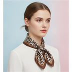 Leopard Polka Dot Satin Scarf - Light Brown