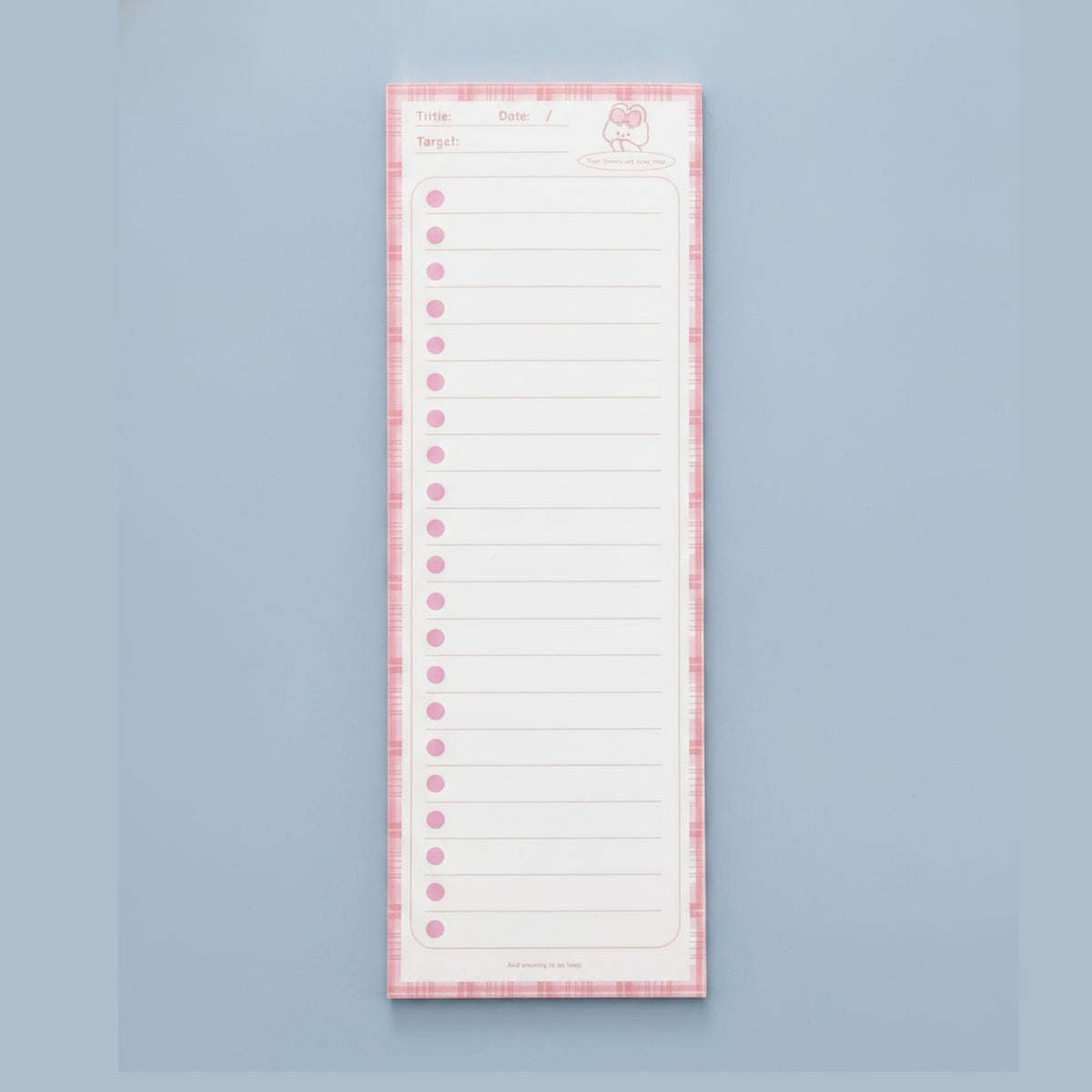 Pink Plaid Checklist Notepad With Bullet Points – stationery (view 1)