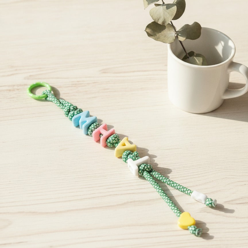 Beaded Letter Charm Keychain - Type 2