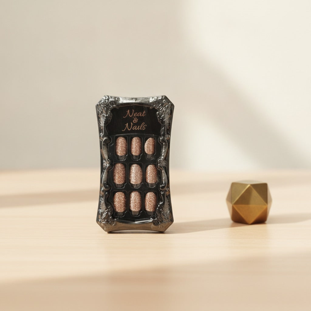 Neat & Nails Press-On Set - Gold Sparkle