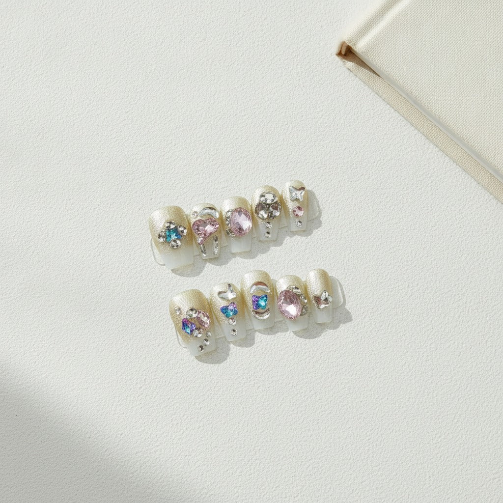Sparkle Statement Press-On Nail Set - Crystal Mix