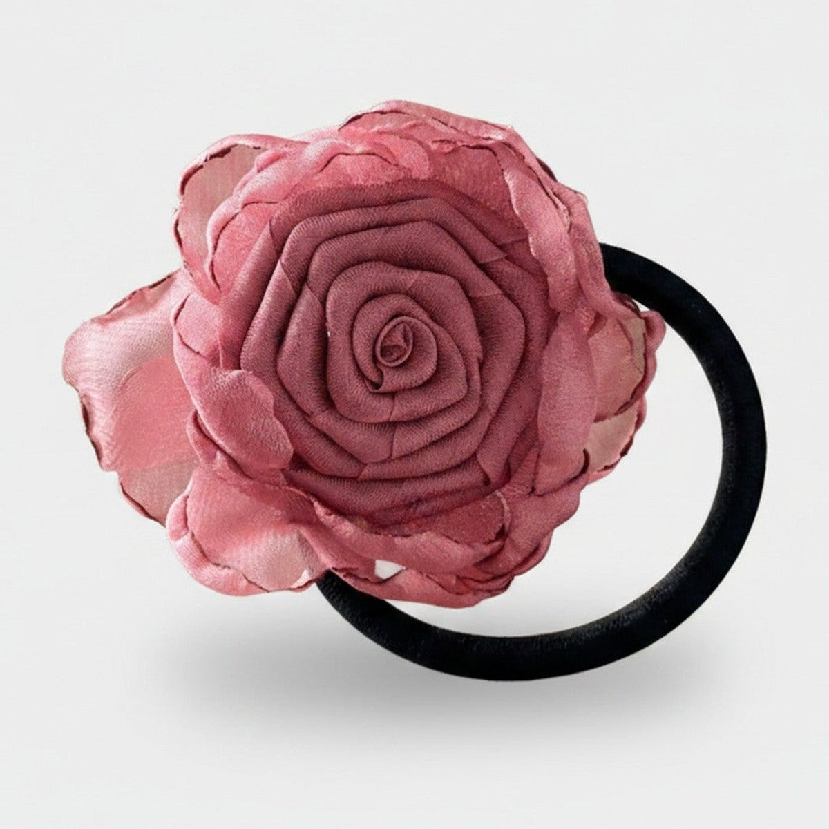 Rose Flower Hair Tie Scrunchie Black Band – hair accessories