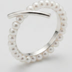 Pearl Bow Ring Silver Statement Set – jewelry (view 1)