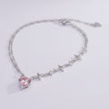 Sparkling Heart Star Chain Necklace - Pink Heart