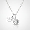 Crystal Charm Pendant Chain Necklace - Stainless Steel F – jewelry (view 1)