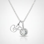 Crystal Charm Pendant Chain Necklace - Stainless Steel F – jewelry (view 1)