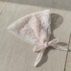 Embroidered Floral Mini Bonnet Headwrap - Pink Floral
