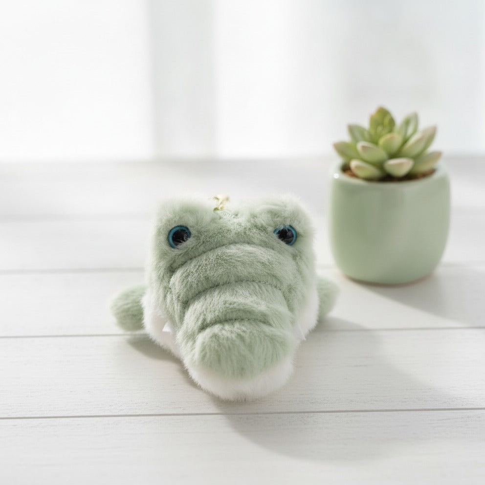 Fluffy Croc Keychain - Light Green