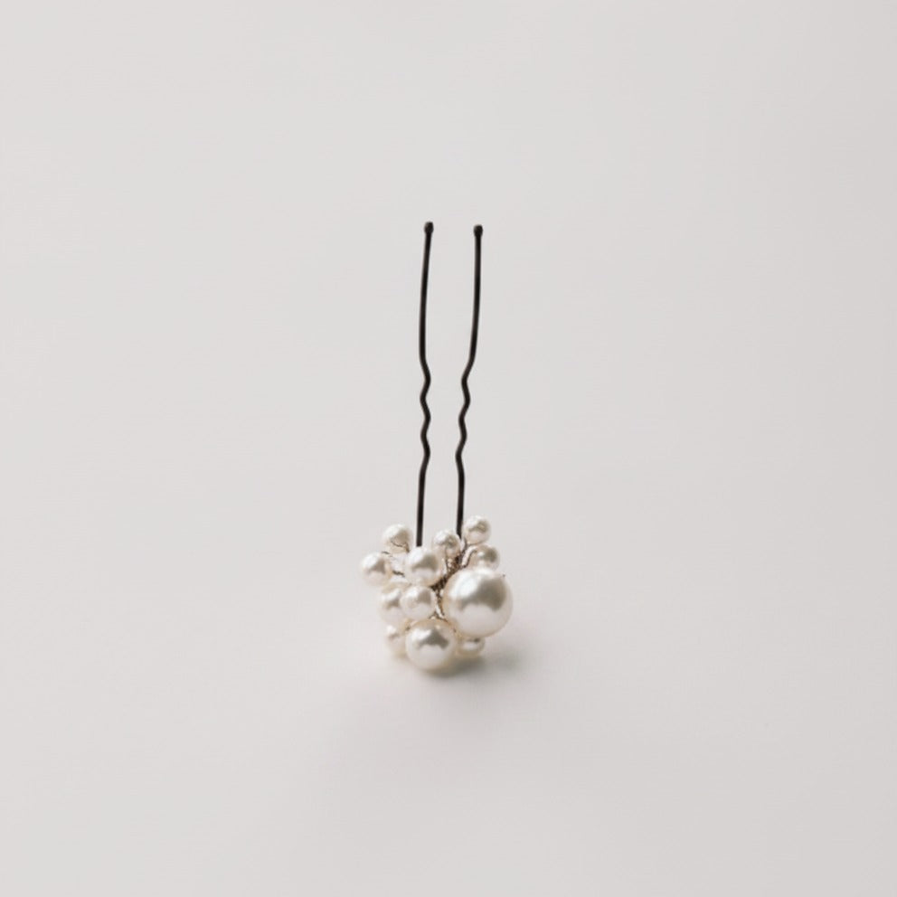 Pearl Hair Pin Set - Coffee & White Pearl