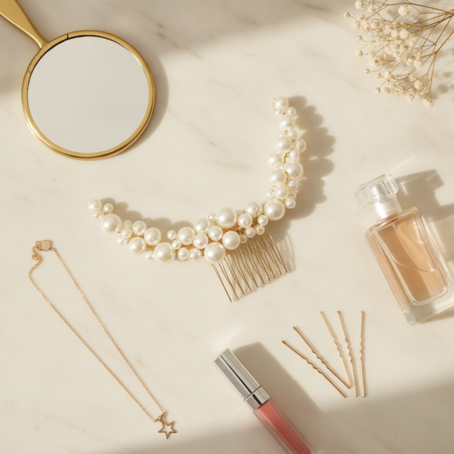 Pearl Cluster Hair Comb Cream Pearl