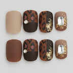 Leopard Luxe Press-On Nail Set - Leopard & Gems