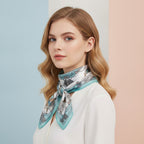 Vintage Charm Square Scarf - Sage & Cream