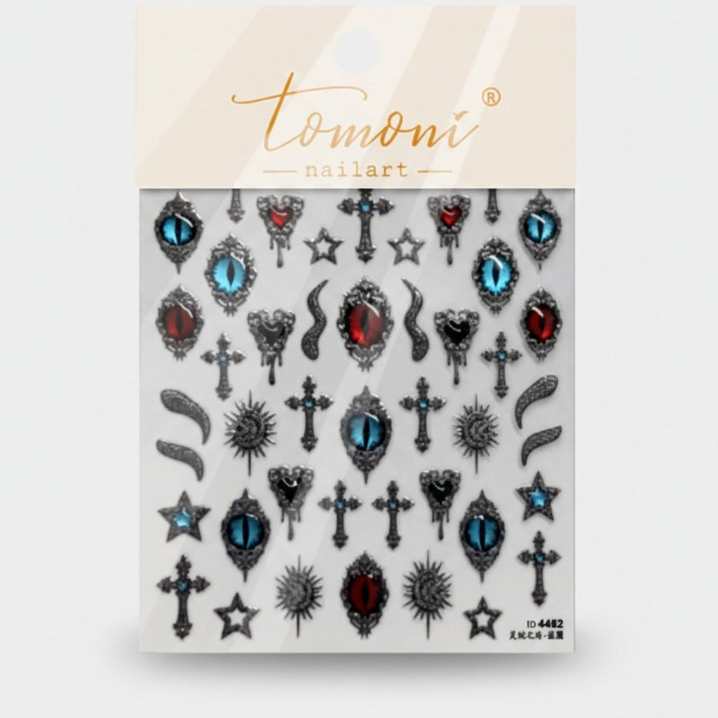Gothic Cross And Gemstone Nail Art Stickers – Korean nail care (view 1)
