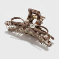 Brown Plaid Teddy Bear Hair Claw Clip – hair accessories (view 1)
