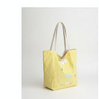 Yellow Umbrella Canvas Tote Bag With Polka Dot Trim – bags & wallets (view 1)