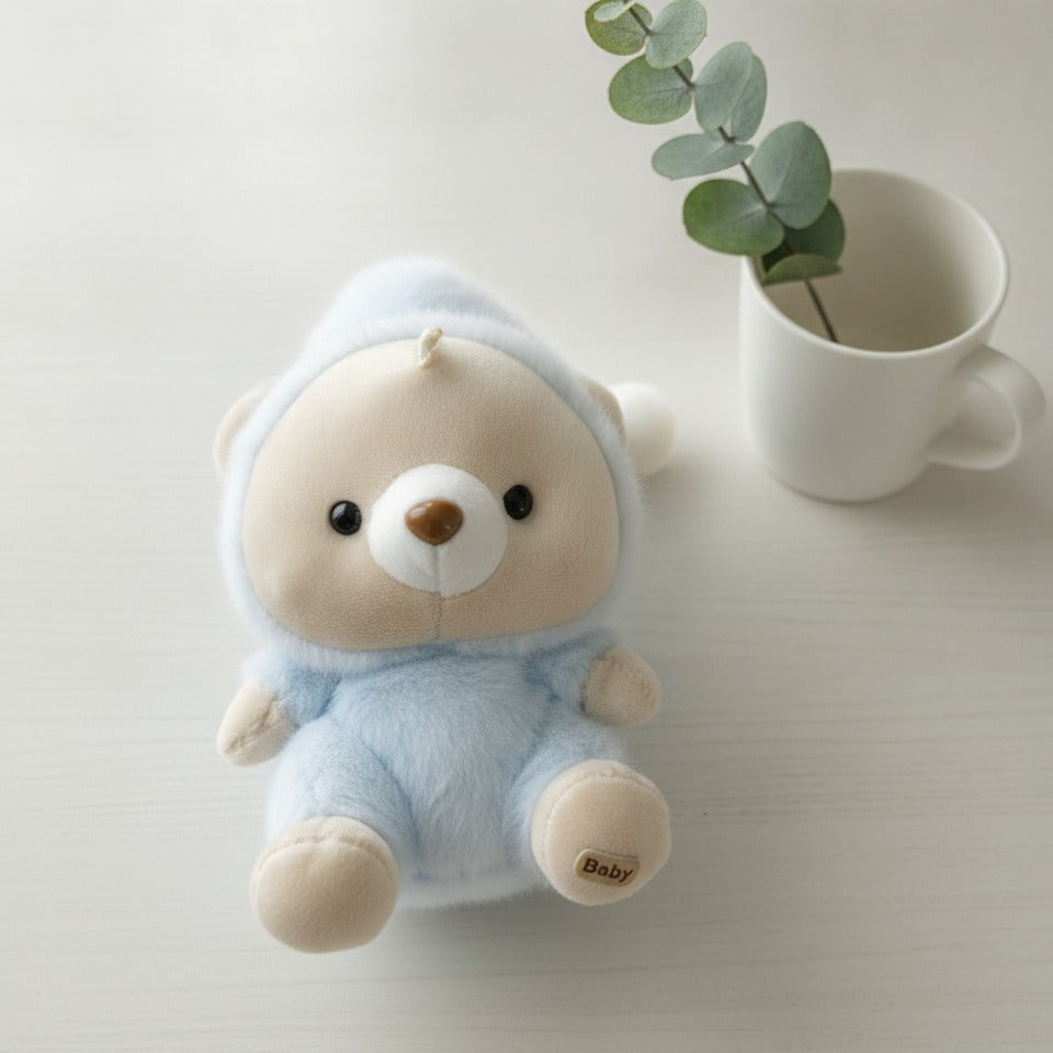 Cozy Bear Plush Keychain - Blue