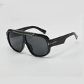 Tortoise Shell Oversized Aviator Sunglasses with Lenses - Black Frame Gray Lens – eyewear (view 1)