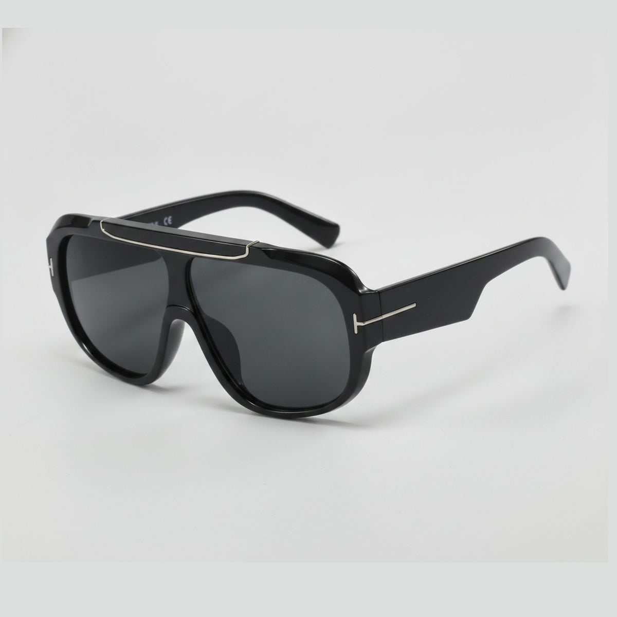 Tortoise Shell Oversized Aviator Sunglasses with Lenses - Black Frame Gray Lens – eyewear (view 1)