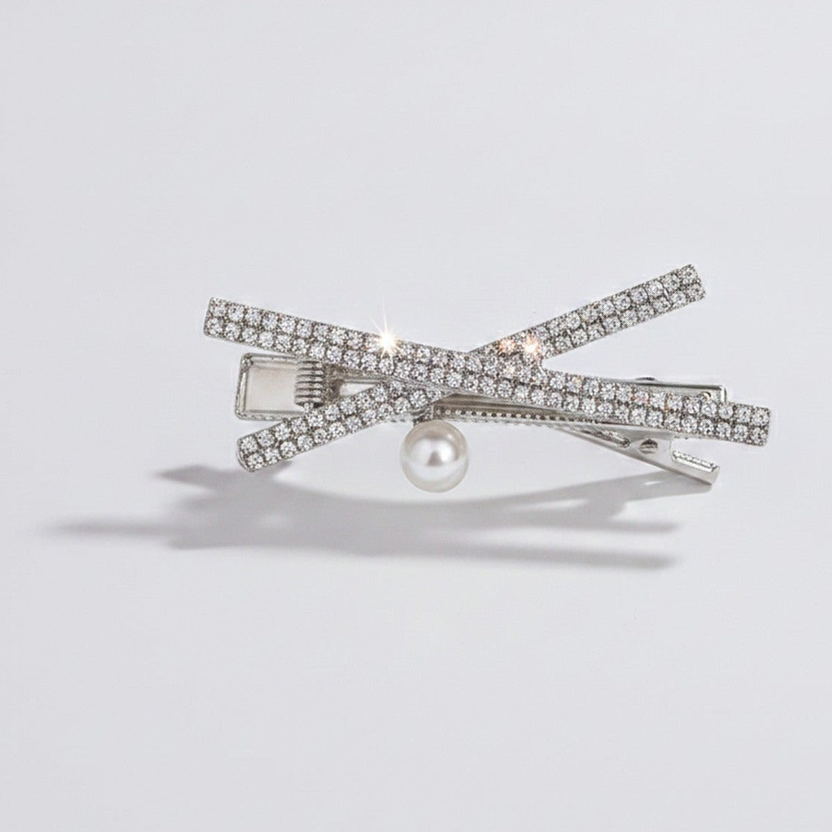 Pearl and Rhinestone Bow Hair Clip – hair accessories (view 1)