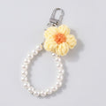 Daisy Pearl Beaded Keychain - Yellow