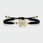 Black Macramé Sea Turtle Rhinestone Charm Bracelet – jewelry (view 1)