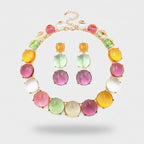 Colorful Cabochon Beaded Bracelet & Earring Set – jewelry (view 1)