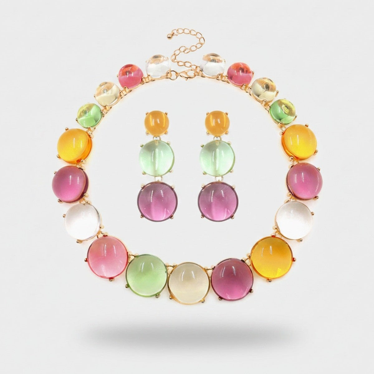 Colorful Cabochon Beaded Bracelet & Earring Set – jewelry (view 1)