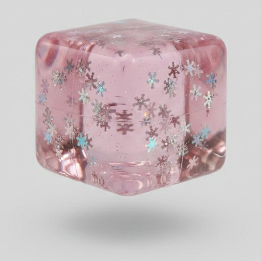 Pink Snowflake Glitter Resin Cube Die – novelty & toys (view 1)