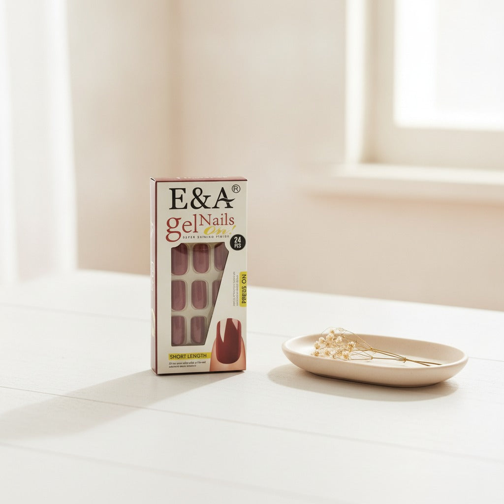 Glossy Press-On Nail Set - Burgundy