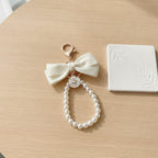 Pearl Bow Charm Keychain - White