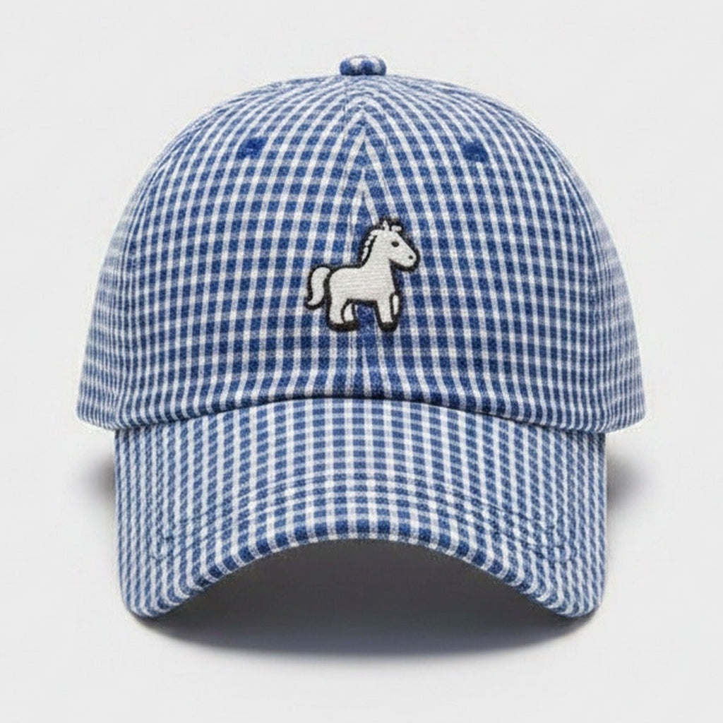 Cap With Horse Emblem - Blue – apparel accessories (view 1)