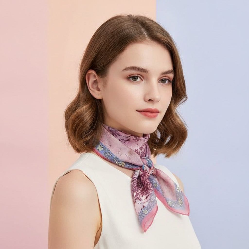 Floral Watercolor Silk Scarf - Blush Floral