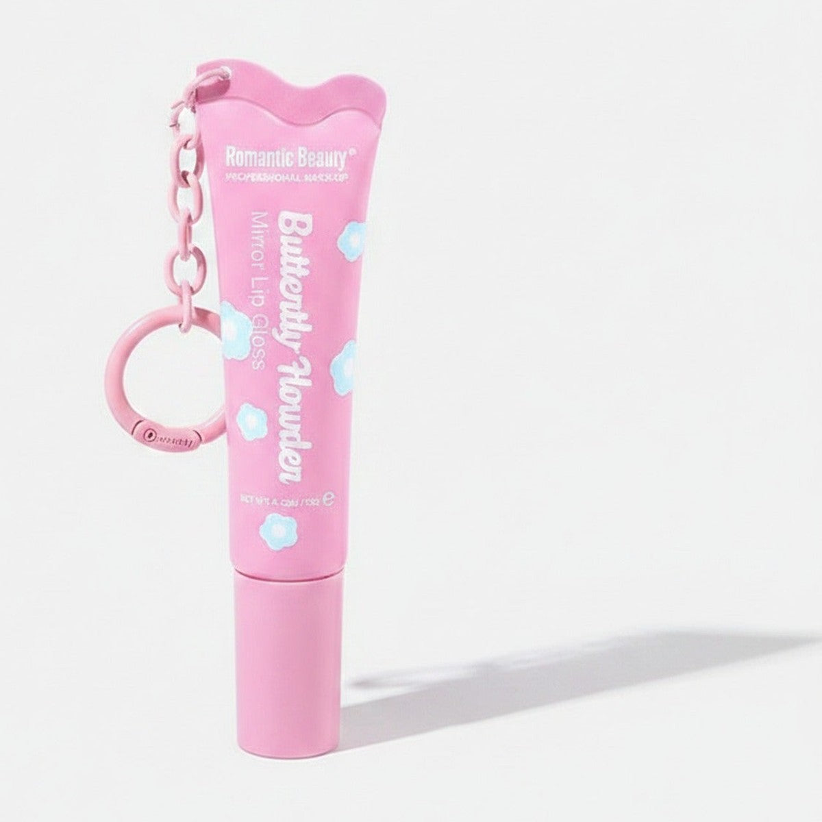 Pink Heart-Shaped Micro Lip Gloss With Keychain – Korean beauty tool (view 1)
