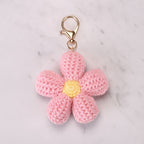 Crochet Daisy Bag Charm - Pink